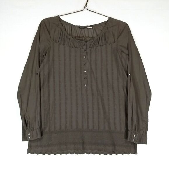 Eddie Bauer Tops - Eddie Bauer Blouse Women's Size XS Embroidered Long Sleeve 1/2 Button Up Office